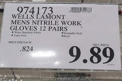 Deal for 12 pairs of Wells Lamont Men's Nitrile Work Gloves at Costco