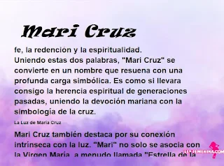 ▷ Significado del nombre Mari Cruz