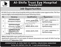 Al Shifa Trust Eye Hospital Jobs opportunities for multiple posts.