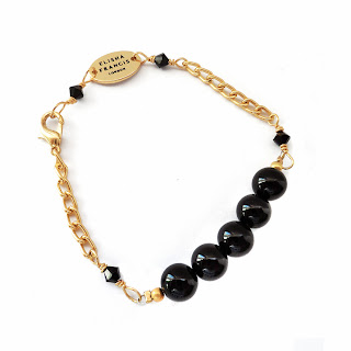 onyx bracelet, elisha francis, jewelry, jewellery, handmade, gold bracelet