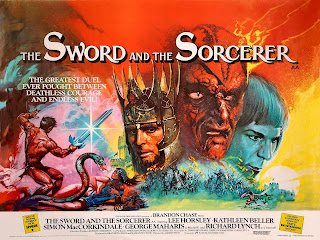 THE SWORD AND THE SORCERER. Reino Unido. Cartelera Quad. Diseño e ilustraciones: Brian Bysouth. Imprenta: Lonsdale & Batholomew. CROMWELL, EL REY DE LOS BÁRBAROS. The Sword and the Sorcerer. 1982. Estados Unidos. Dirección: Albert Pyun. Reparto: Lee Horsley, Kathleen Beller, George Maharis, Richard Lynch, Joe Regalbuto, Alan Caillou, Simon MacCorkindale, Anthony De Longis, Richard Moll, Nina Van Pallandt, Jay Robinson, Anna Bjorn, Peter Breck, Christopher Cary, Michael Evans, Corinne Calvet.