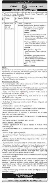 Water and Power Development Authority WAPDA Management Posts Lahore 2022