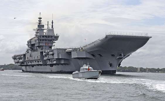 India's first home-built Aircraft Carrier INS Vikrant waiting for Indian Navy's flag