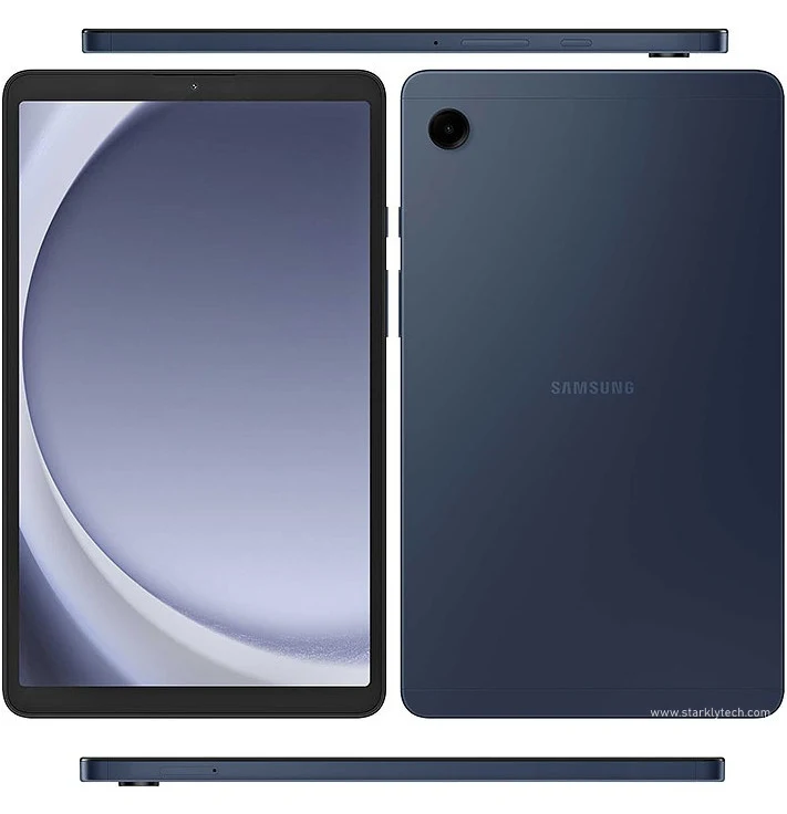 Samsung Galaxy Tab A9 (front, and side views).