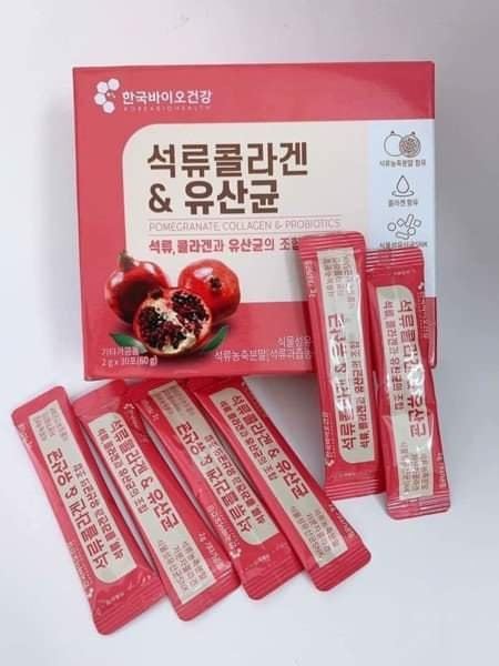 Bột Collagen Lựu Pomegrante Collagen & Probiotics Korea Bio Health