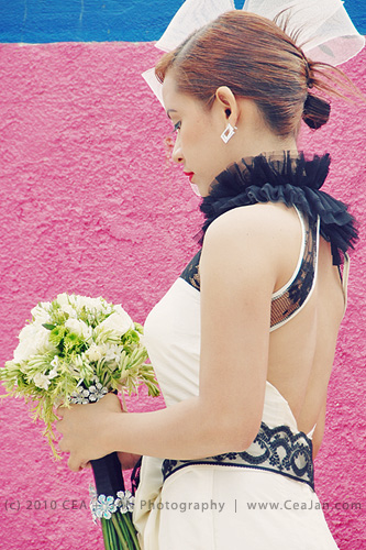 Black and White Wedding Dress Chic mermaid style wedding dress with black