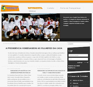 Novo site da Câmara Municipal de Cristalina é pouco profissional e lembra mais um blog que uma página institucional de um órgão público