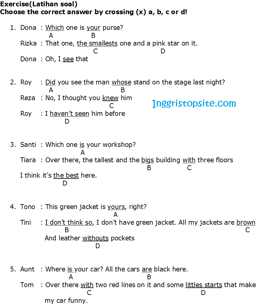 Latihan UN Bahasa Inggris SMK : Error Recognition - INGGRISTOPSITE