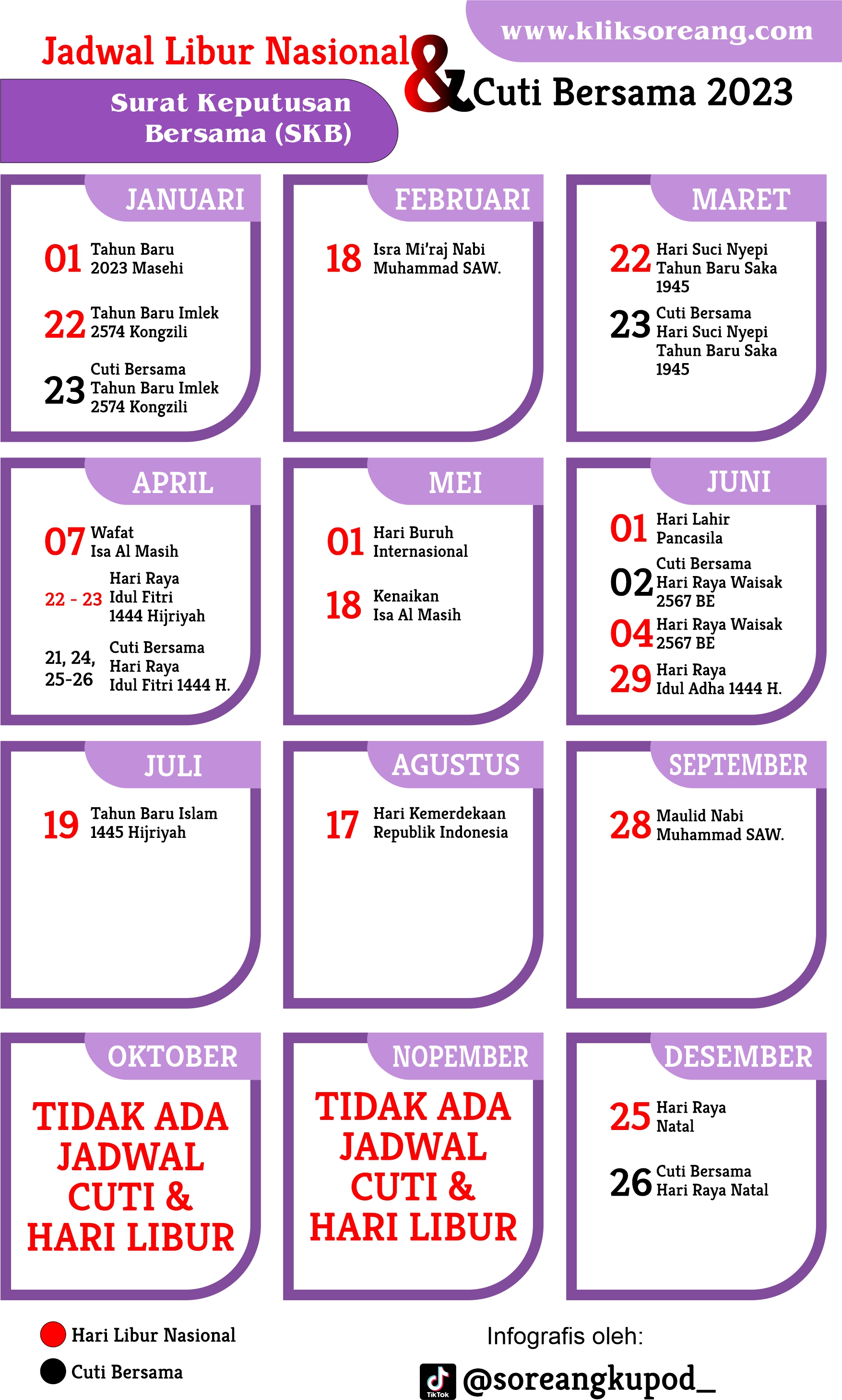 Jadwal Libur Nasional dan Cuti Bersama 2023