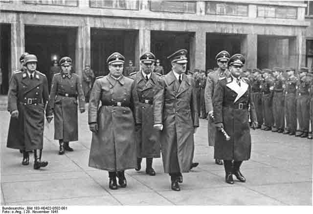 Hitler, Milch, Bormann, Schaub, Brandt at Molders funeral, 28 November 1941 worldwartwo.filminspector.com