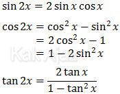 Rumus trigonometri sudut ganda, sin 2x, cos 2x, dan tan 2x