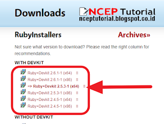 Cara download dan Install Ruby - Paket installan ruby