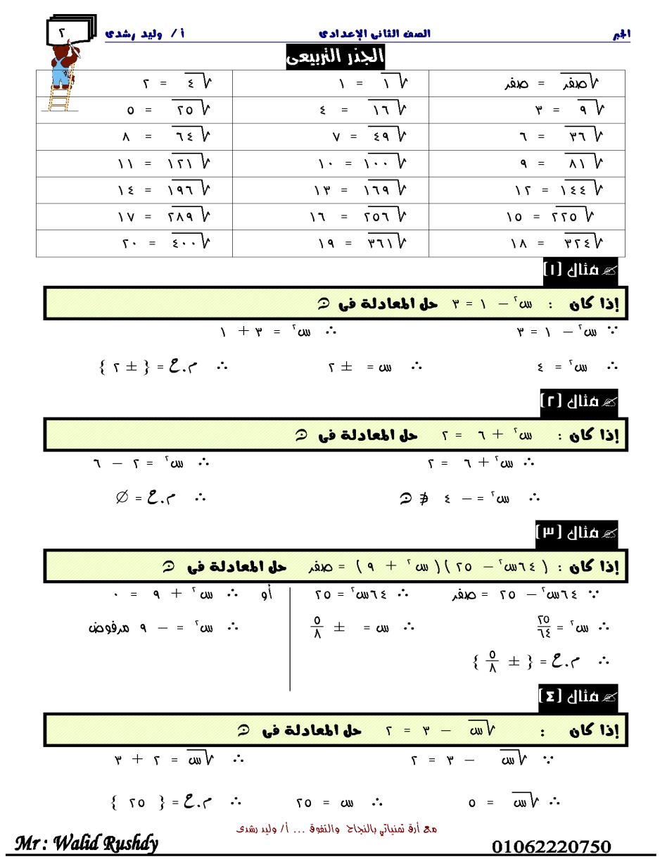 مذكرة الأوائل للصف الثاني الإعدادي الفصل الدراسي الأول  للأستاذ وليد رشدي للعام 2021 م