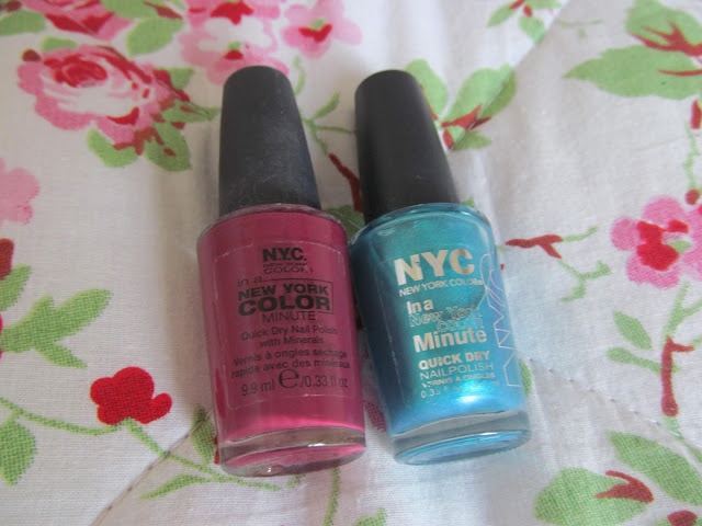 thin nail polish bottles: burgundy and shiny bright blue