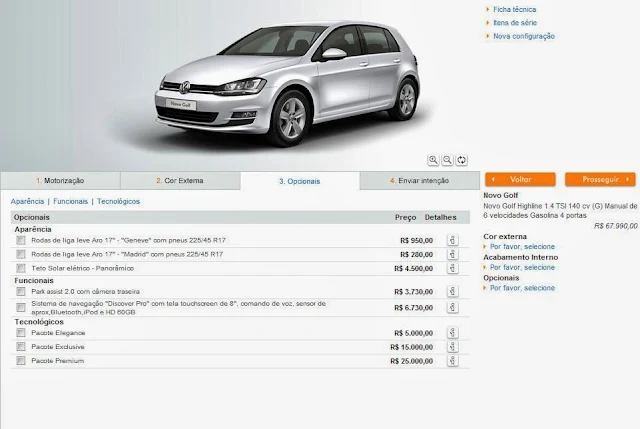 Novo Golf 2014 - configurador on-line