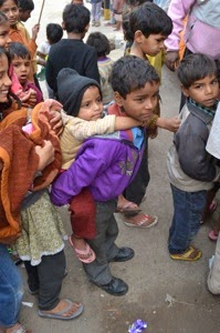 Delhi Camp Children Waiting