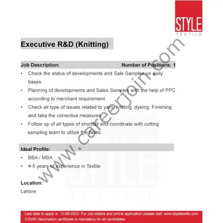 Jobs in Style Textile Pvt Ltd