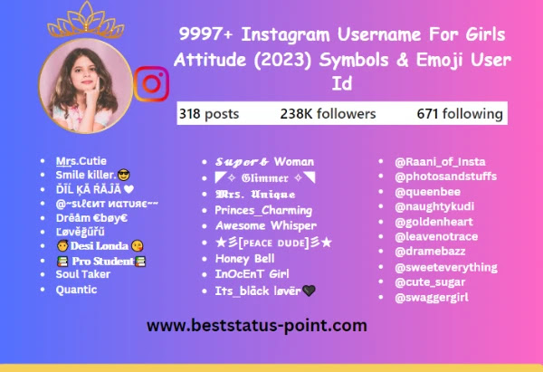 Top 997+ Instagram Username For Girls Attitude (2024) Symbols ...