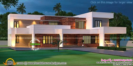 Contemporary house with laterite stone wall