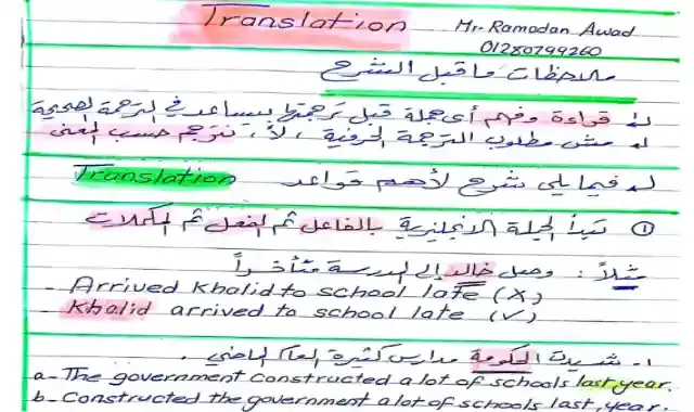 شرح مبسط لسؤال الترجمة translation للصف الثالث الثانوى 2022