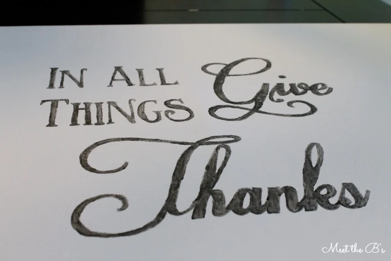 "In all things, give thanks." Dining room wall art | Meet the B's