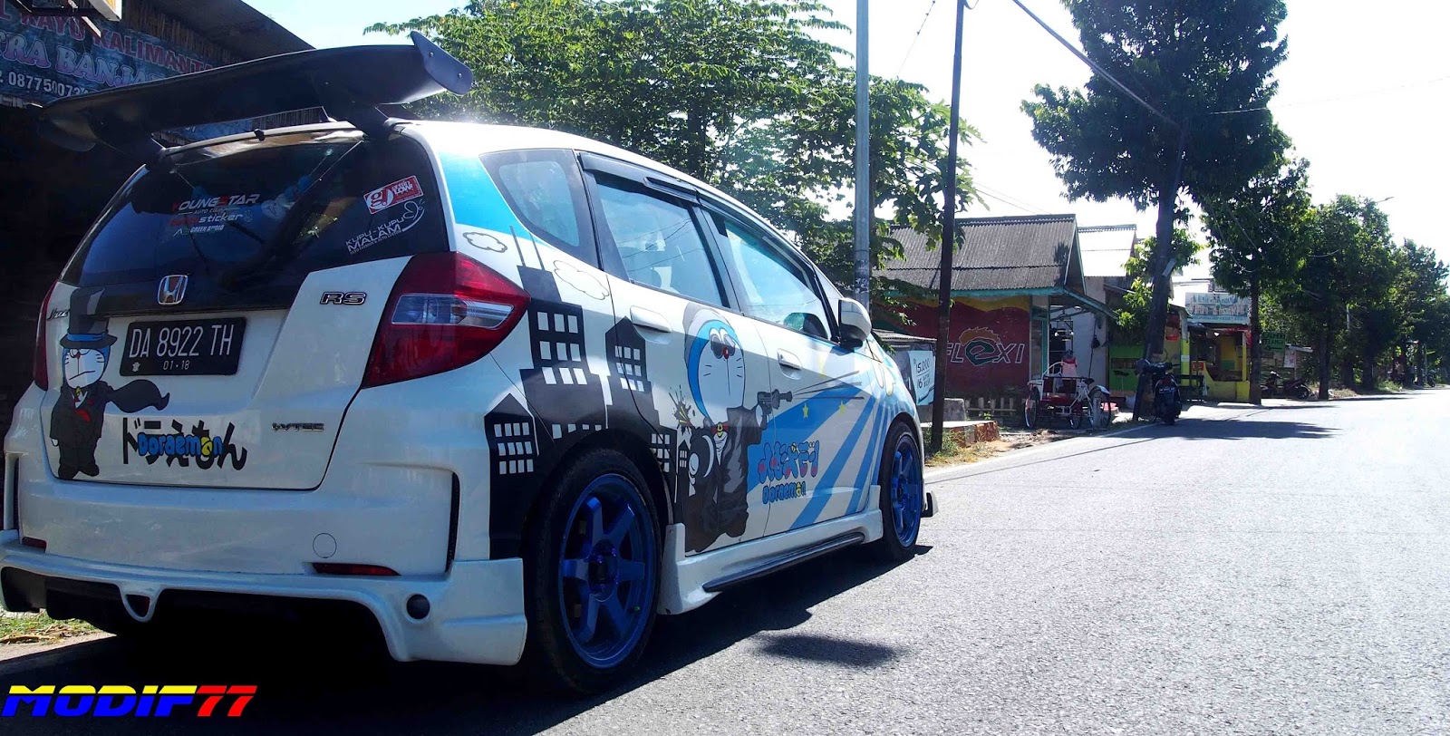 Honda Jazz White Doraemon Modifikasi Modif77 SMNP MODIF 77