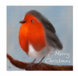 Merry Christmas Robin-Digital Painting by Clare Walker