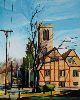 Acrylic painting of Calvary Episcopal Church in Williamsville NY