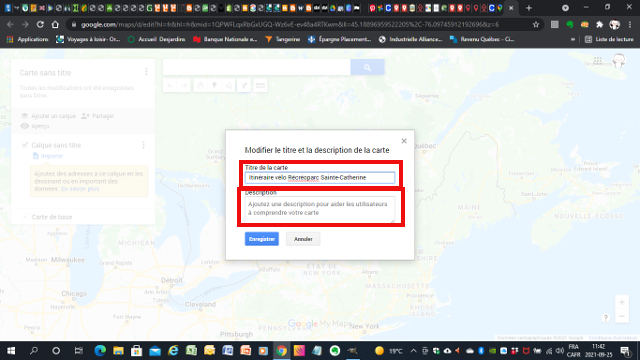 Google My Maps Titre et Description