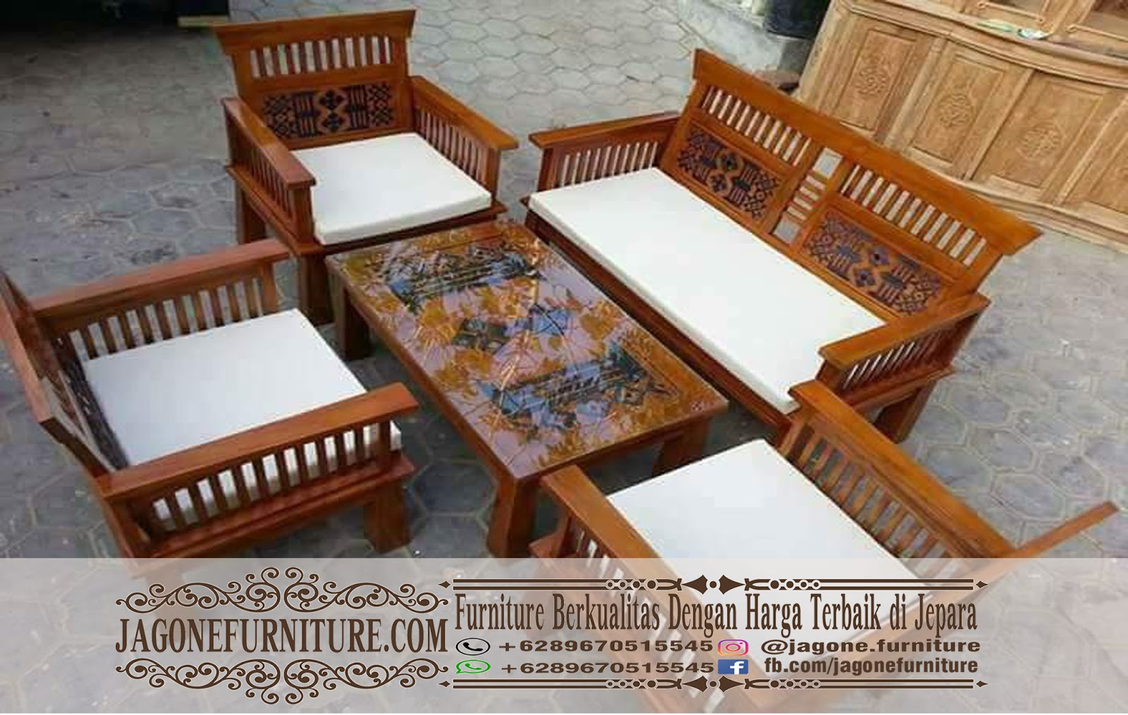  Kursi  Tamu Minimalis  Ukiran loster KT 004 Jagone Furniture Berkualitas