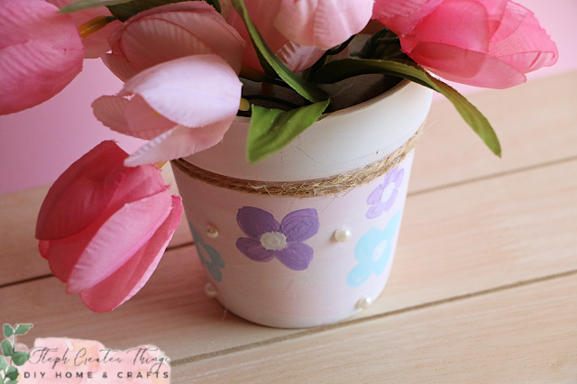 Painted Terra Cotta Pot with Tulips