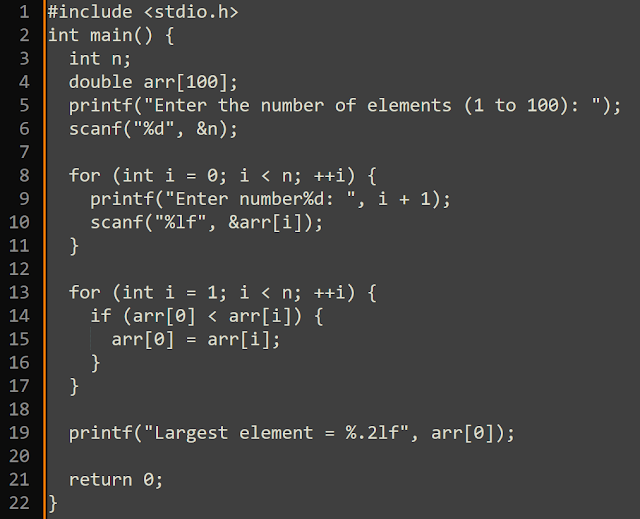 C programming, Identify the maximum value in an array.