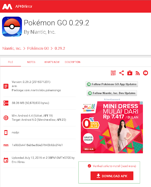 Download Pokemon Go Tanpa Melalui Google Play Store