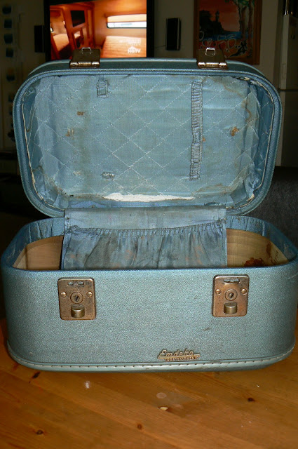 upcycled train case before