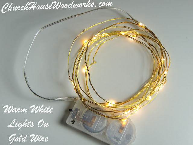 Warm White Lights On Gold Wire LED Battery Operated String Lights