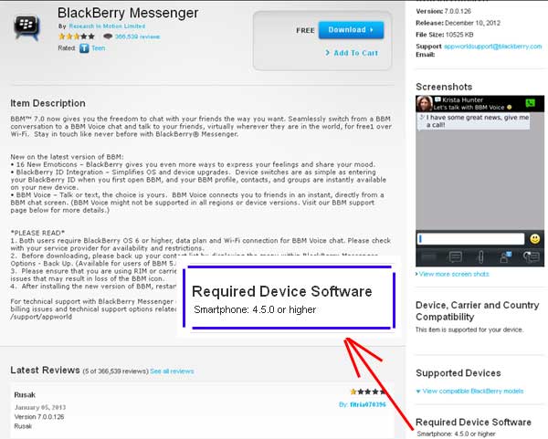 BBM7 untuk BlackBerry OS 4.5 ke atas