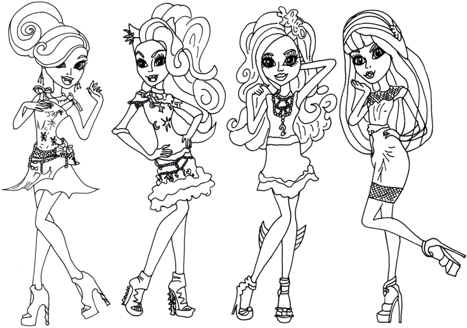 Download Monster High Coloring Page Black Carpet Frights Camera Action | Monster High Coloring Pages