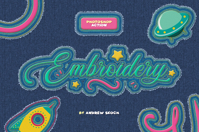 Embroidery Sticker Photoshop Action (Jeans Text Effect Action)