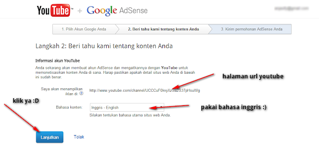 lanjutkan google adsense