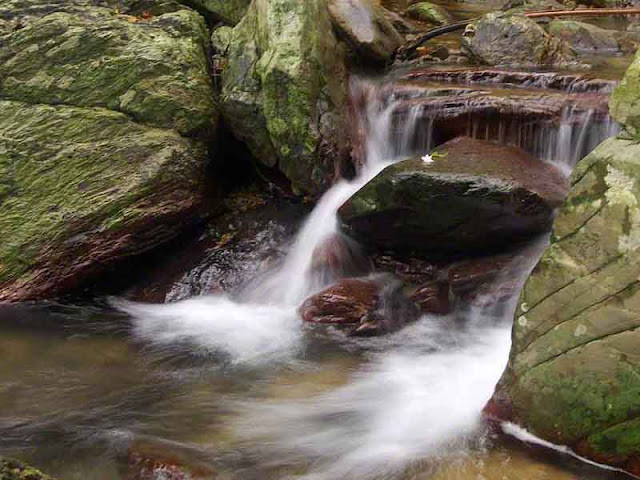 water flowing on rocks, stream, waterfall