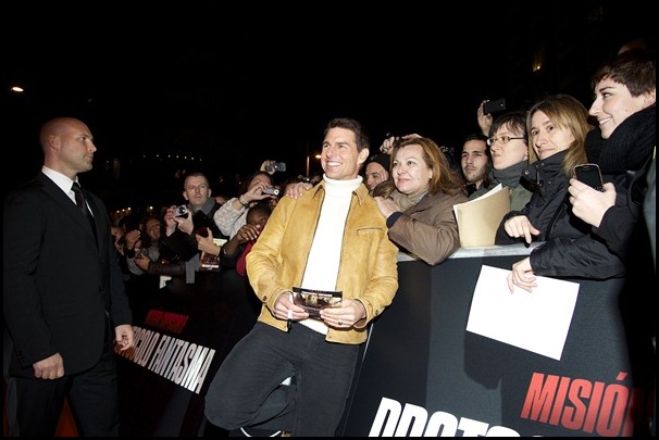 Tom Cruise attends the "Mission Impossible - Ghost Protocol" Madrid Premiere at Capitol Cinema on December 12, 2011.
