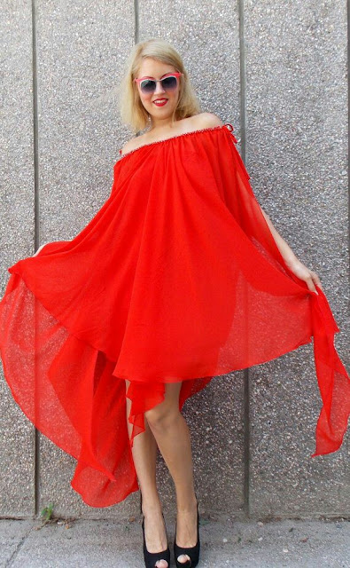 Plus size Red off shoulder maxi Dress