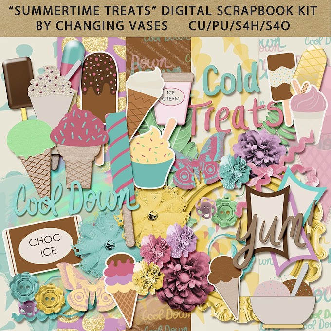 Summertime Treats - Digital Scrapbook Kit with Free Word Art Elements