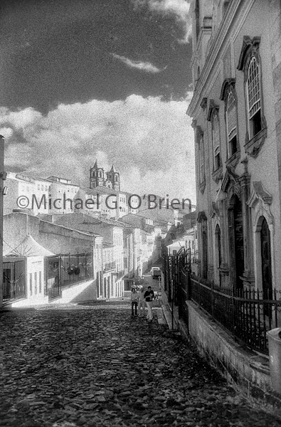 Black and White photo of the Pelourinho Salvador Bahia Brazil, michael G O'Brien, black and white infra red film photo,brazil, Pelourinho,  