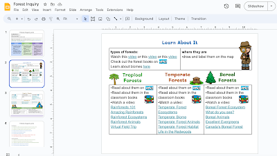 Student learning plan example for a forest inquiry-based or phenomenon-based learning plan