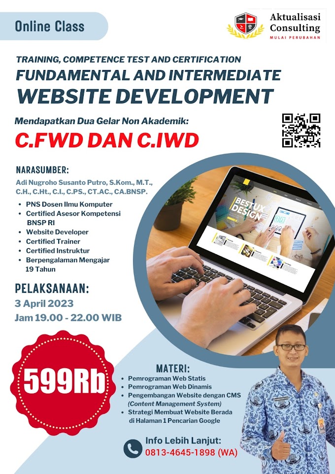 WA.0813-4645-1898 | Gelar Non Akademik Certified Fundamental Website Development (C.FWD) And Certified Intermediate Website Development (C.IWD)