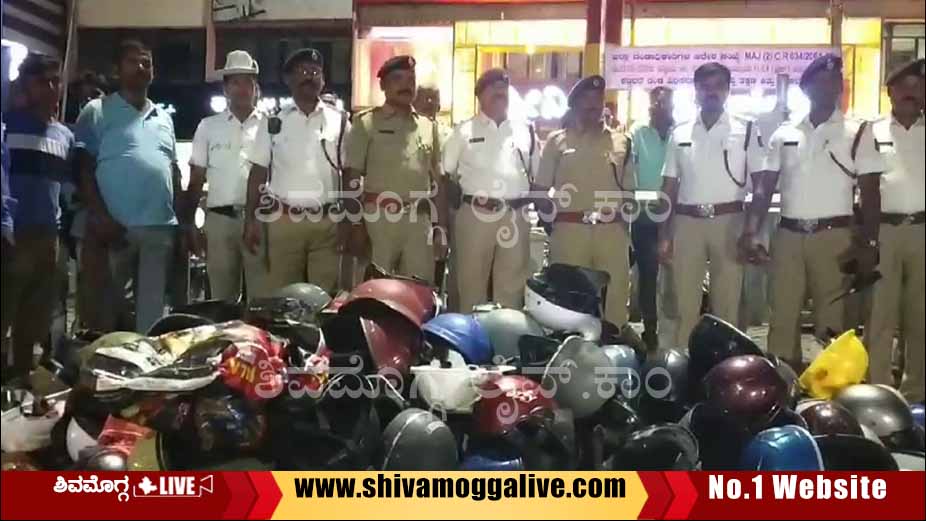 Half Helmets Seized in shimoga city