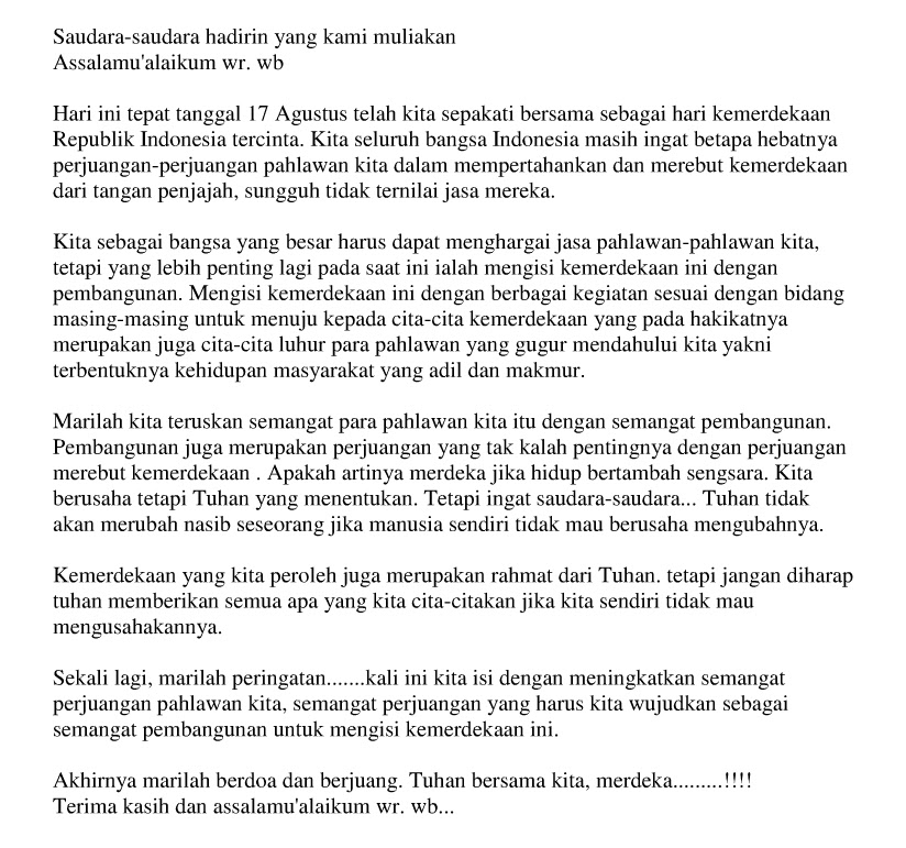 Contoh Teks Pidato Singkat Bahasa Arab 