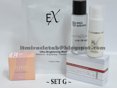 HD Advanced Whitening Fluid + HD Glow Essence + Tab Soap + Ultra Whitening Mask (1 Sheet)+ Meiko Octard Coverface 