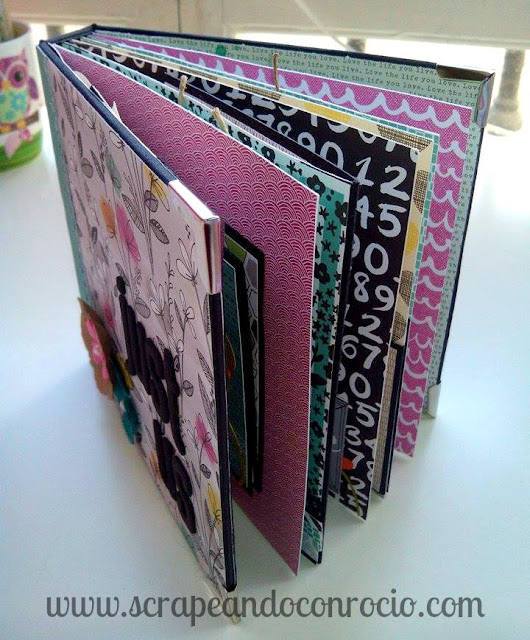 Mini album encuadernación en espina scrapbooking